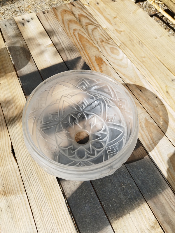 Abat jour verre dépoli art déco