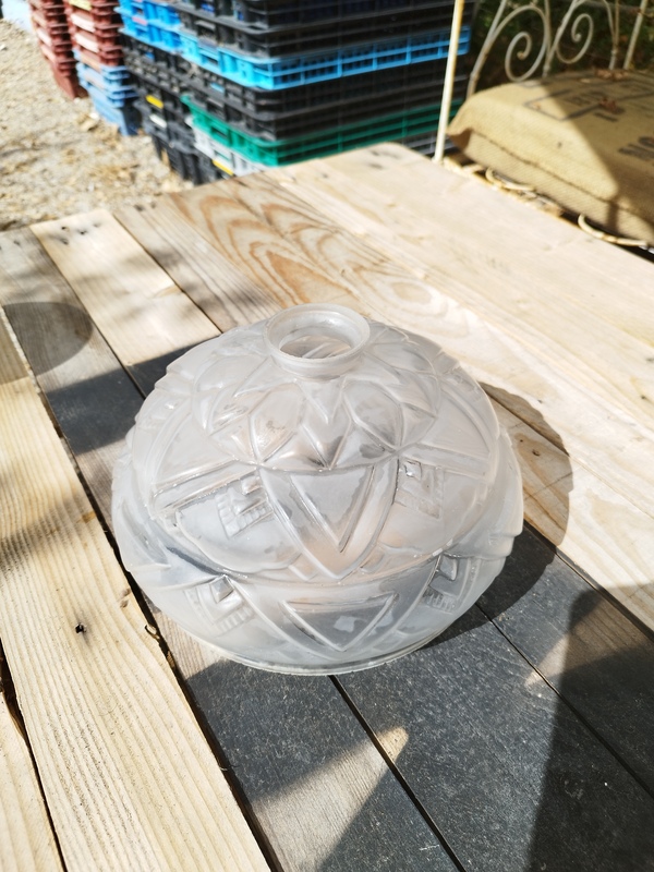 Abat jour verre dépoli art déco