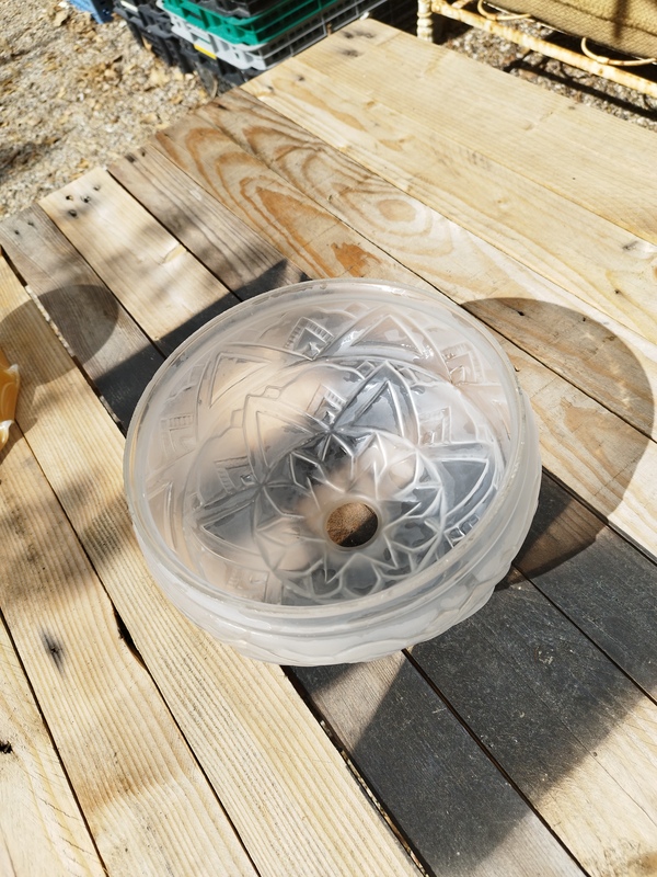 Abat jour verre dépoli art déco