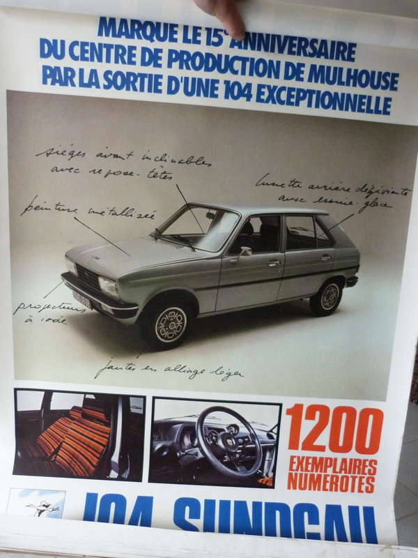 Affiche ancienne Peugeot 104 Sundgau