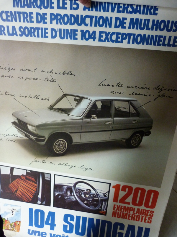 Affiche ancienne Peugeot 104 Sundgau