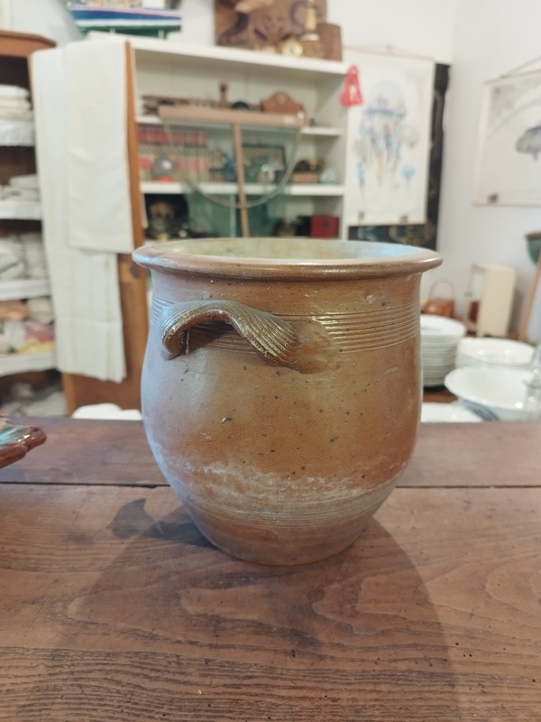 Ancien pot à graisse ou confit en grès vernissé