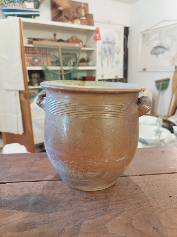 Ancien pot à graisse ou confit en grès vernissé