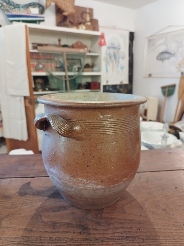 Ancien pot à graisse ou confit en grès vernissé