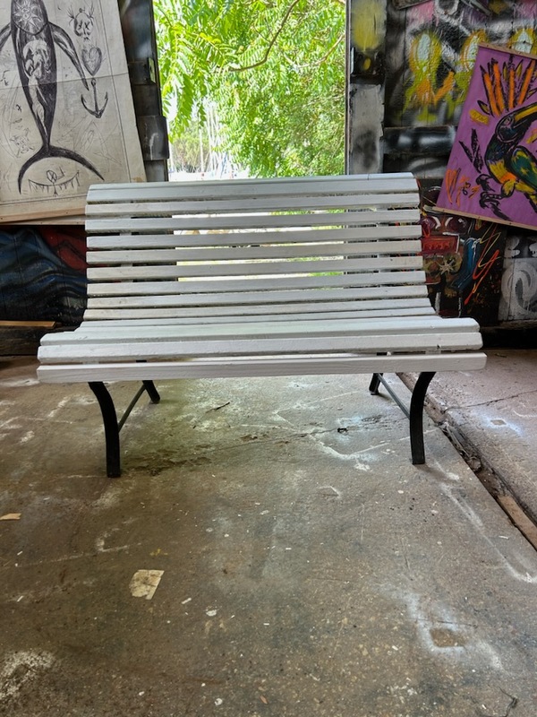 Banc extérieur bois fer forgé