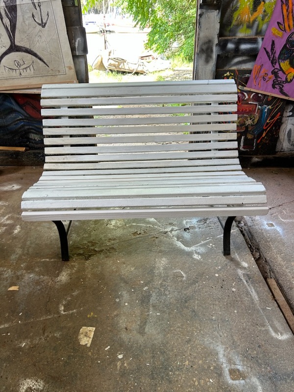 Banc extérieur bois fer forgé
