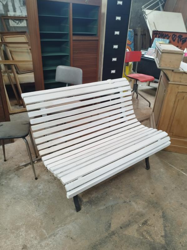 Banc extérieur bois fer forgé