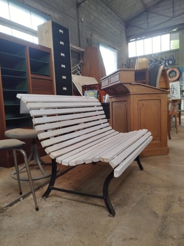 Banc extérieur bois fer forgé