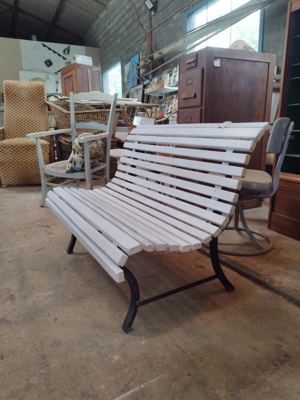 Banc extérieur bois fer forgé