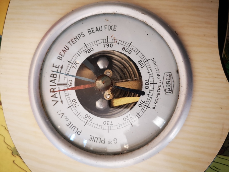 Baromètre thermomètre formica 60s 