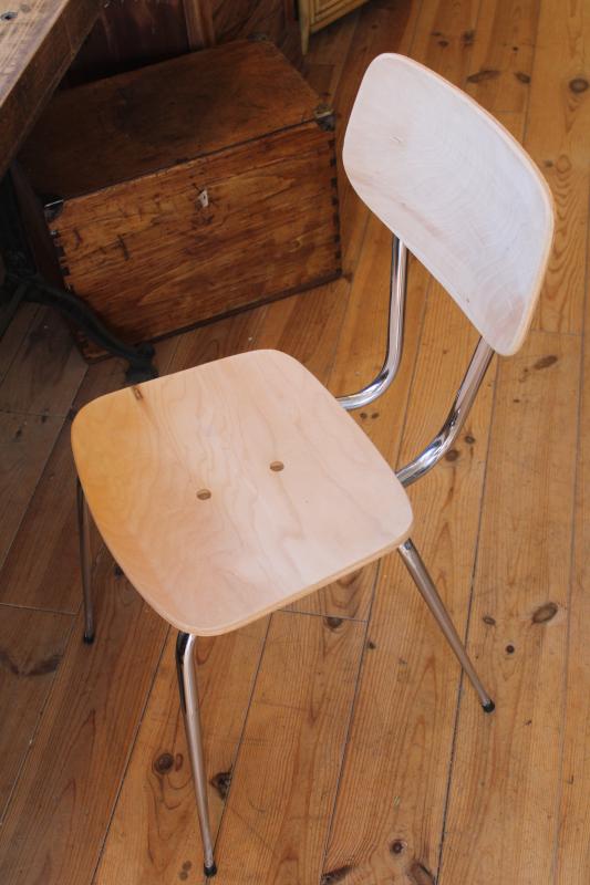 Chaise chrome et bois années 60 70 