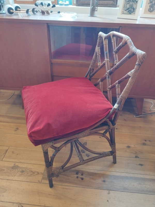 Chaise en osier et bambou 60's 