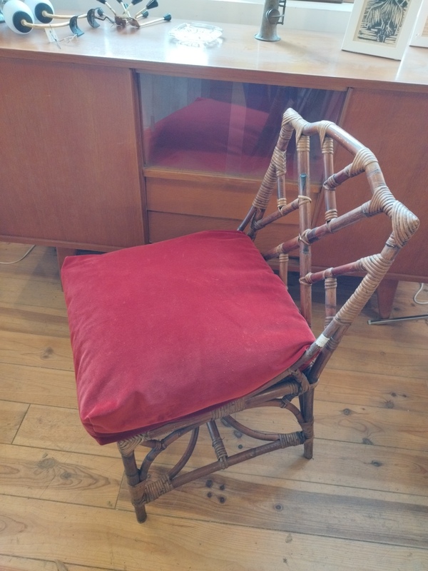 Chaise en osier et bambou 60's 