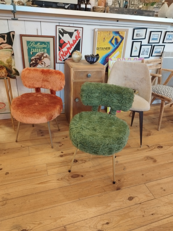 chaise moumoute verte