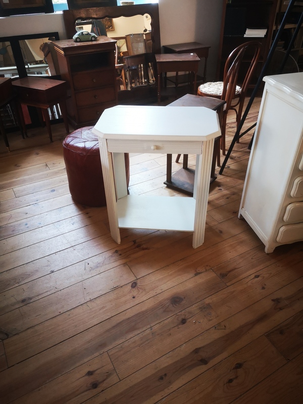 Console ancienne en bois peint blanche