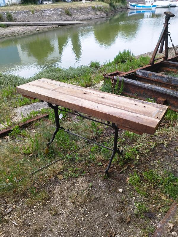 Console fer forgé et chêne