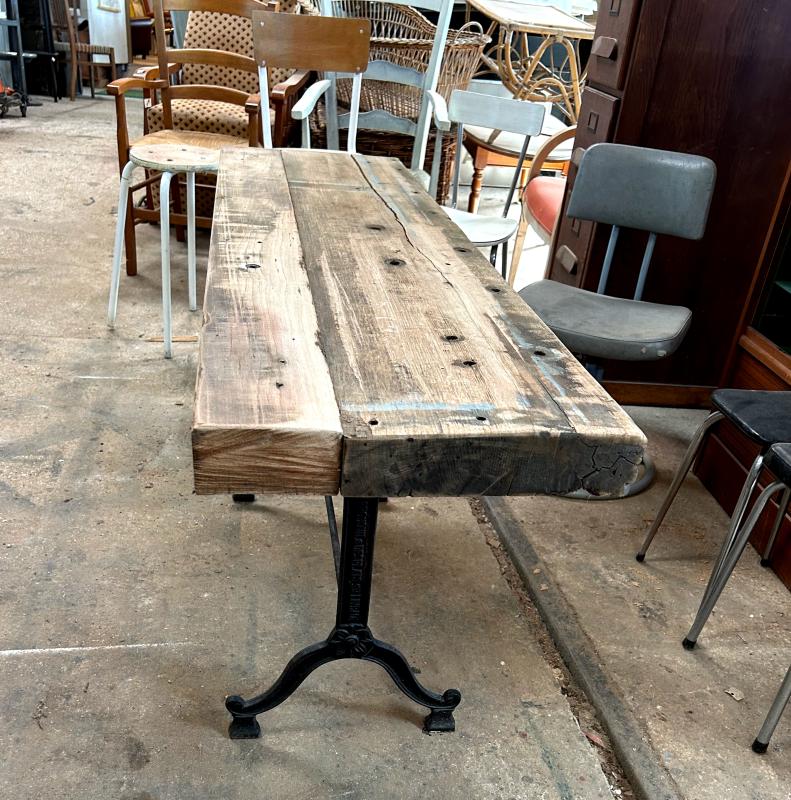 Console fer forgé et chêne