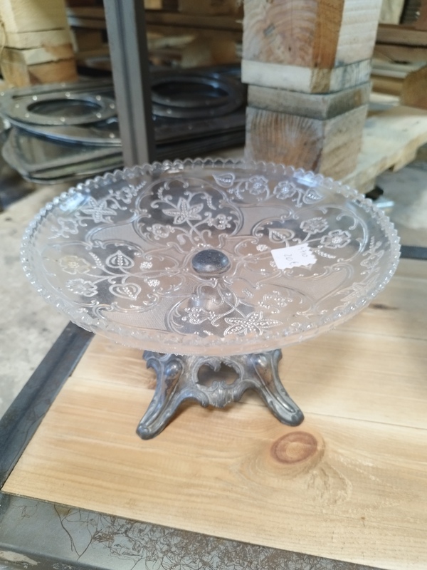 Coupe cristal pied argenté XXe 