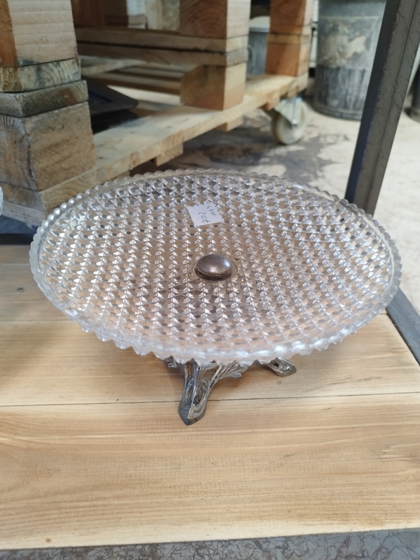 Coupe cristal pied argenté XXe 