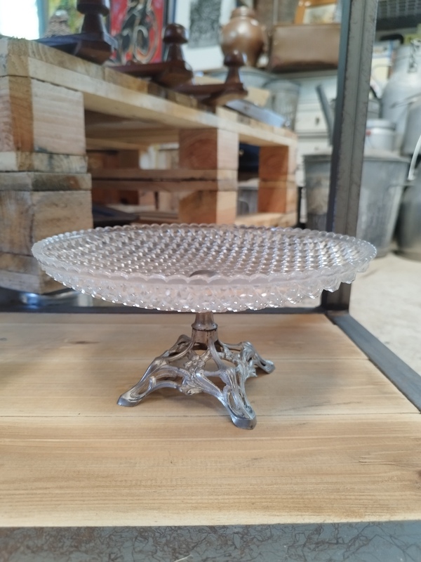 Coupe cristal pied argenté XXe 