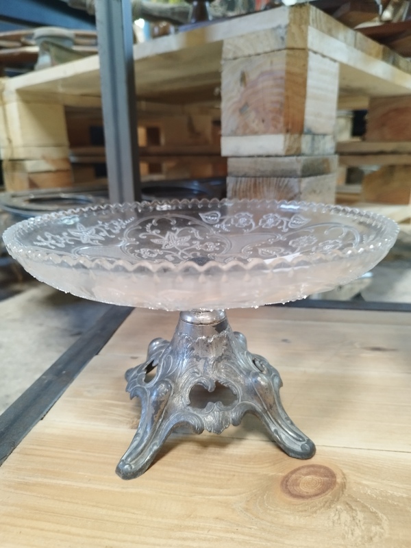 Coupe cristal pied argenté XXe 