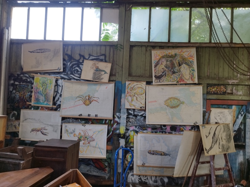 Dessins peintures sur cartes marines