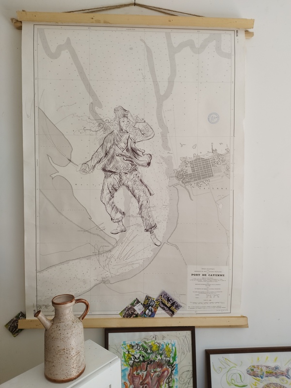 Dessins peintures sur cartes marines