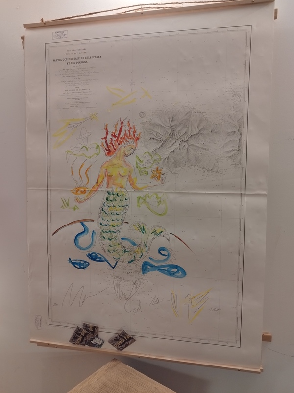 Dessins peintures sur cartes marines