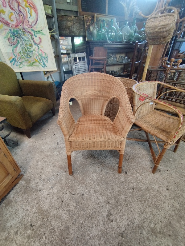 Fauteuil ancien vintage en rotin années 60