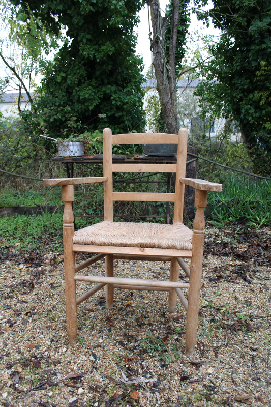 Fauteuil bois paille