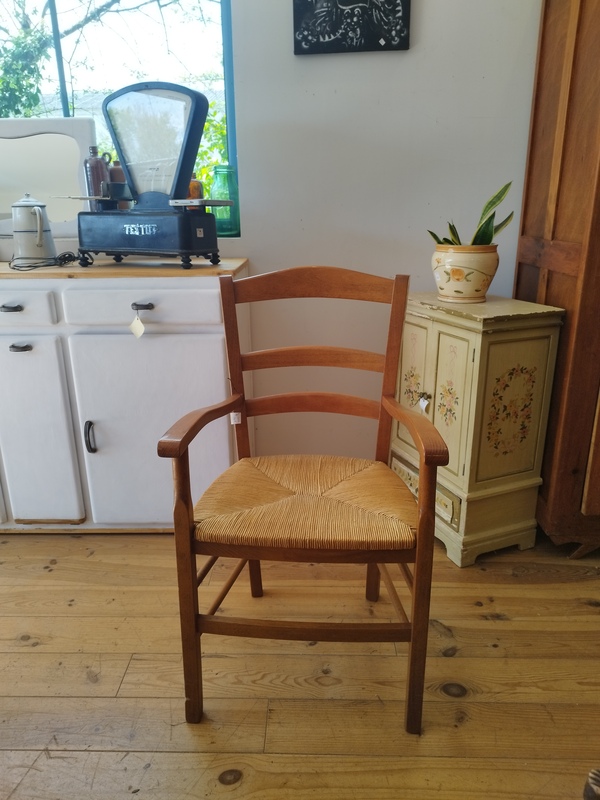 Fauteuil bois paille