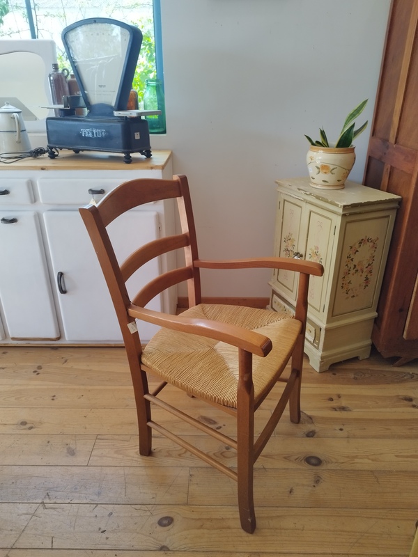 Fauteuil bois paille