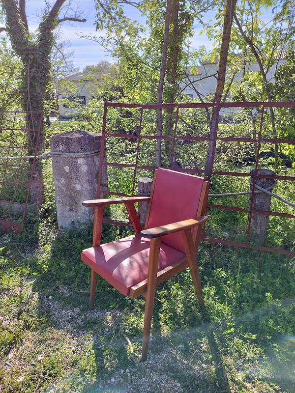 Fauteuil pieds compas design 60s 