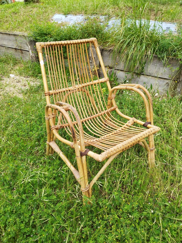 Fauteuil rotin vintage 