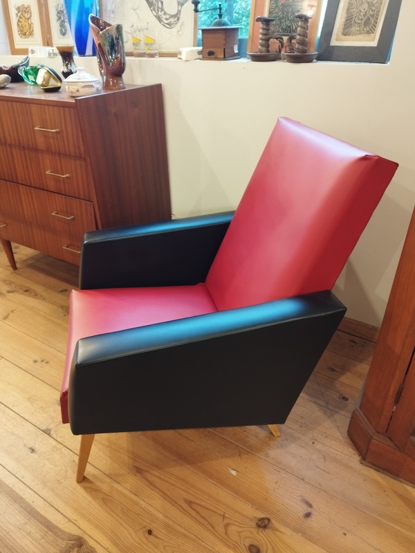 Fauteuil vintage skai 70s