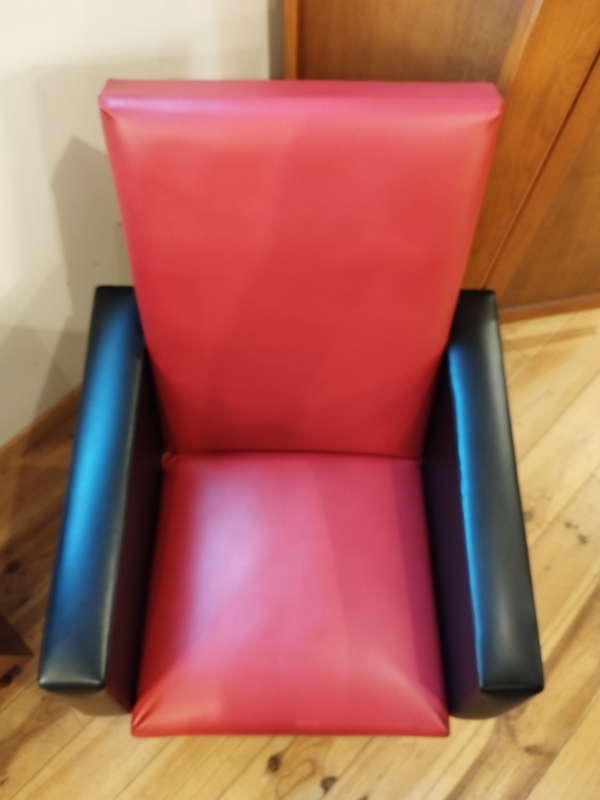 Fauteuil vintage skai 70s