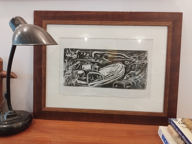 Gravure Chalands sur parc à huitres 