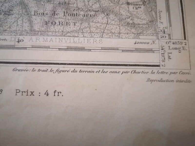 Gravure Chartier carte de Paris VII 1943