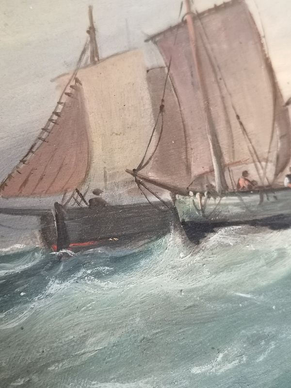 Huile sur bois cadre ancien début XXe 