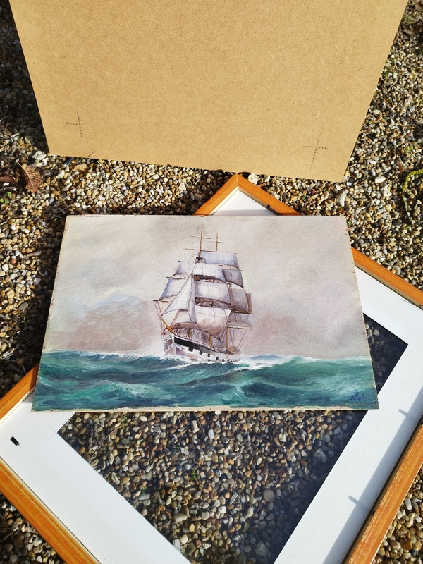 Huile sur bois marine 1957 