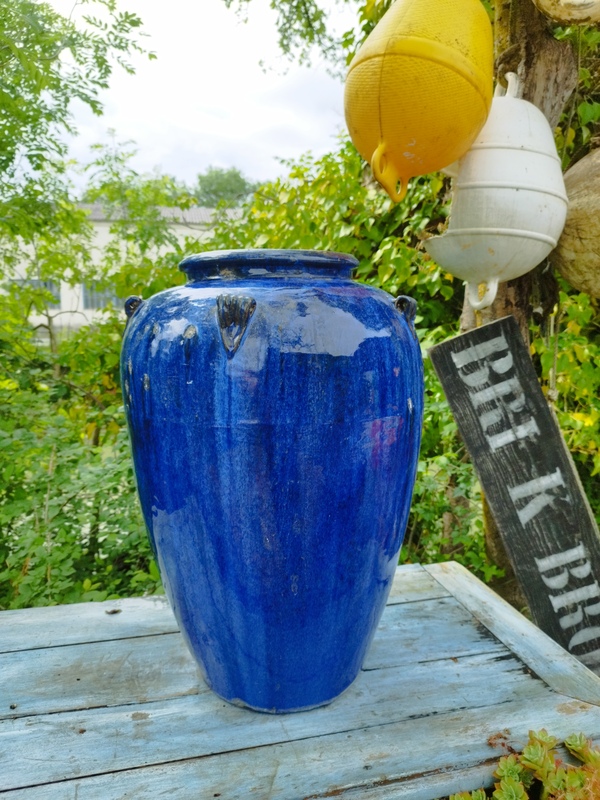 Jarre de jardin bleu cobalt