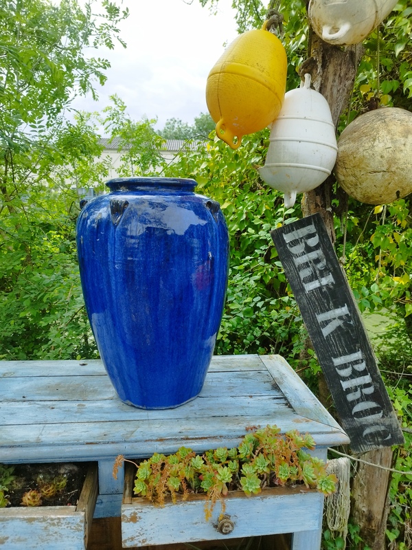 Jarre de jardin bleu cobalt
