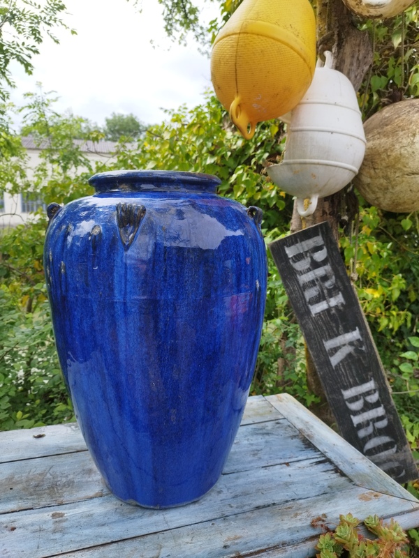 Jarre de jardin bleu cobalt