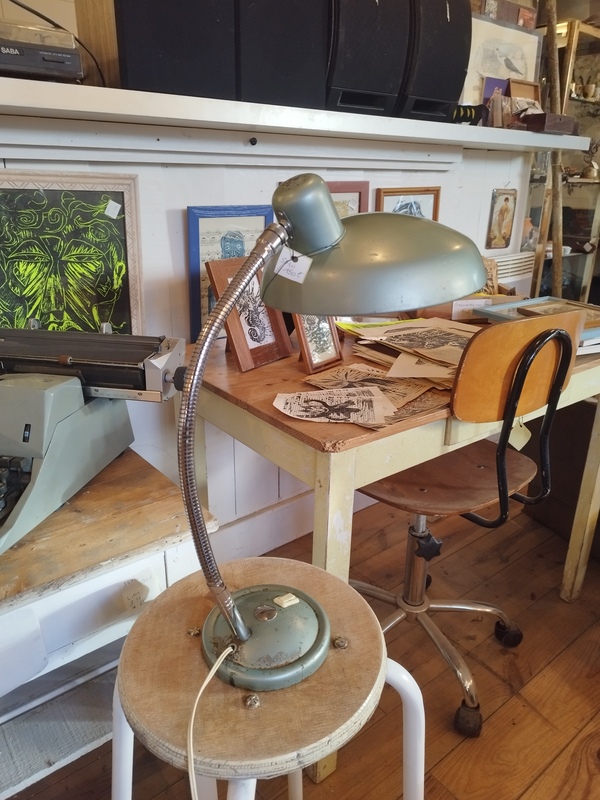 Lampe d'atelier émaillée 50's