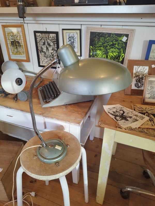 Lampe d'atelier émaillée 50's