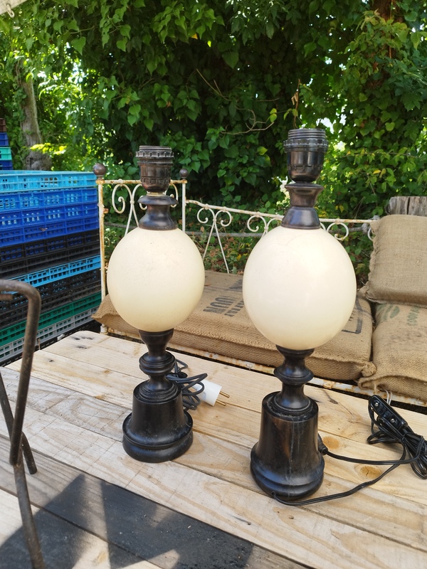 Lampe oeuf d'autruche début XXe 