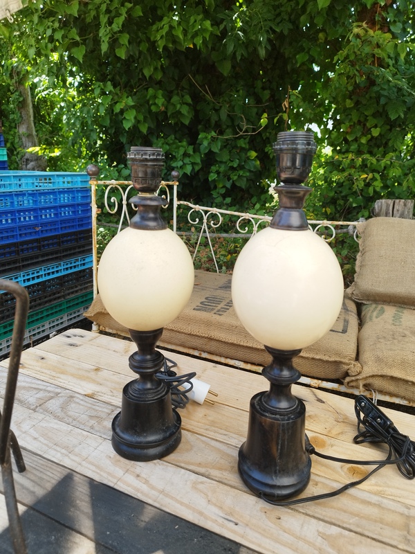 Lampe oeuf d'autruche début XXe 