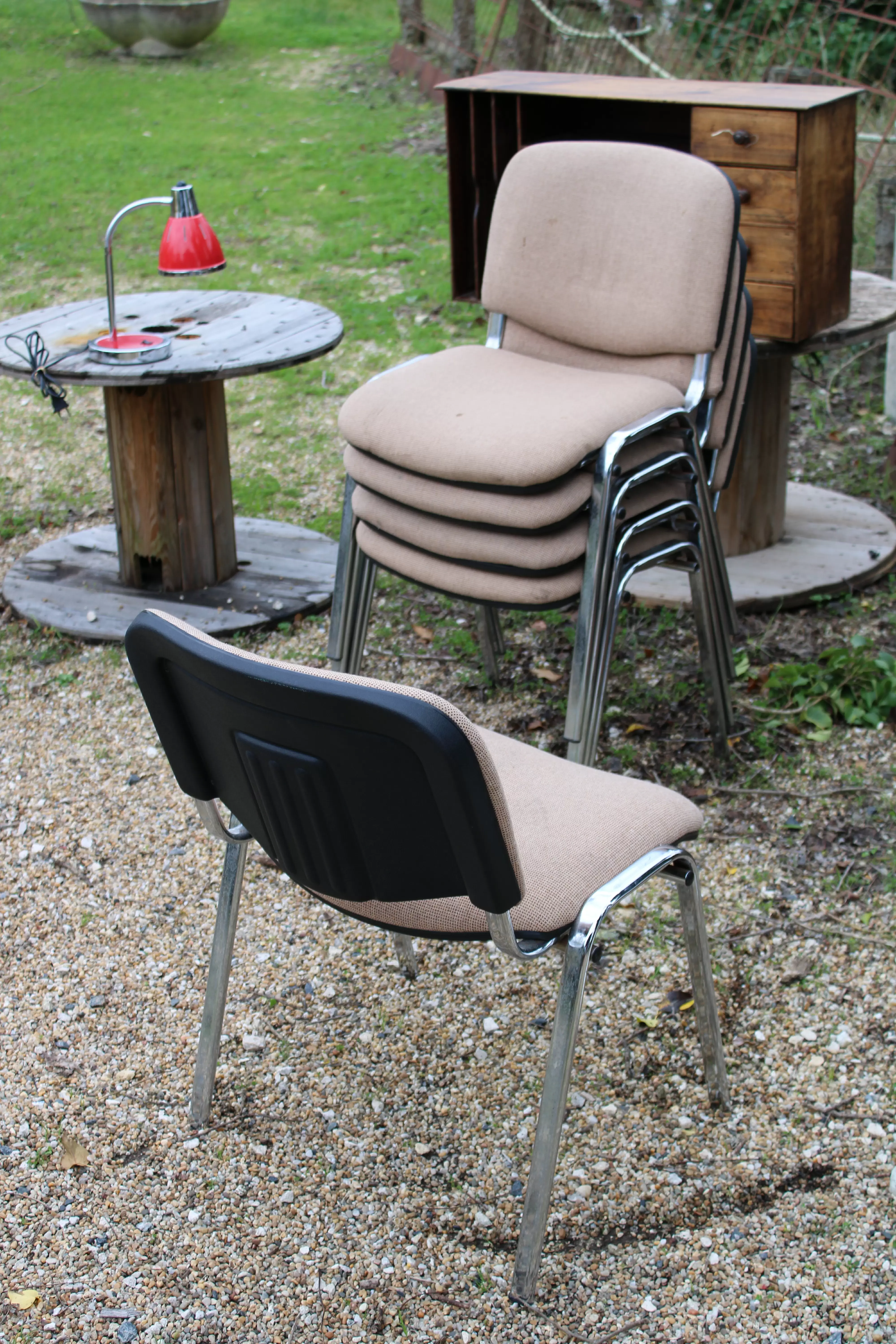Chaise De Bureau Vintage Noire - Cuir, Pivotante Sur Roulettes, Hauteur Réglable 70-80 Cm