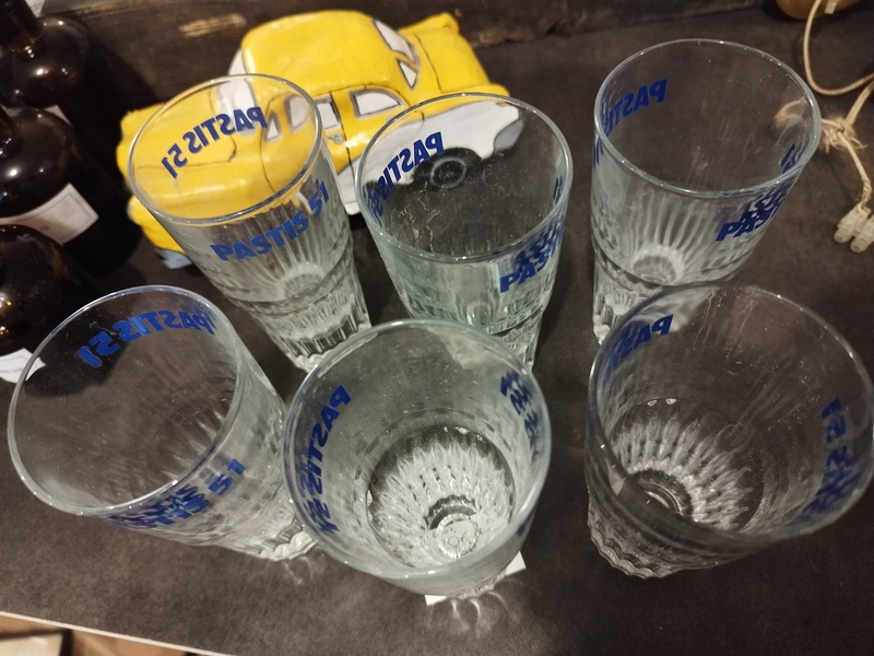 Lot de six verres Pastis vintage