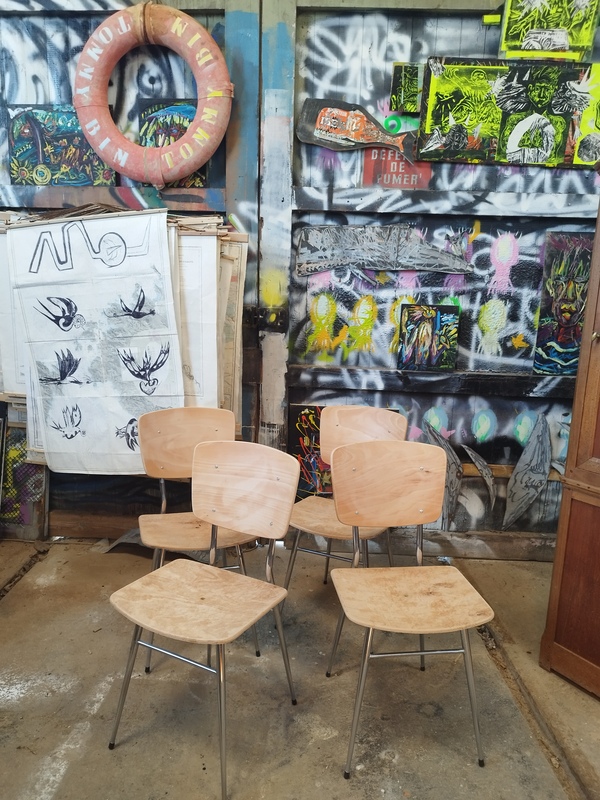 Lot quatre chaises design 60's